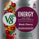 V8 +ENERGY Black Cherry Energy Drink, Made with Real Vegetable and Green Tea, 8 FL OZ Pack of 6