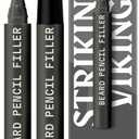 Striking Viking 2 Pack Beard Pencil Filler for Men with 4 Tips (Medium Black) - Fill, Shape & Define with this Long-Lasting, Waterproof Beard Pen 