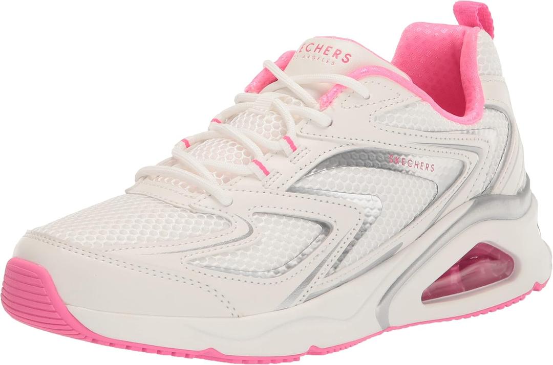 Skechers Womens Tres-air Uno- Terti-airySneaker (Size 5.5, White-Pink)