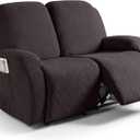 Ruaozz Recliner Sofa Covers Recliner Chair Covers Loveseat Recliner Slipcovers with Pockets Washable Furniture Protector with Elastic Bottom (2 Seater, Chocolate)