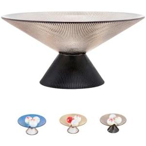 SPRINGBOW Fruit Bowl – 10” Gray Decorative Bowl with Ripple and Pedestal – Purse bowl, Decorative Bowls for Home Décor, Glass Fruit bowl, Candy bowl, Centerpiece, Decorative Glass Bowl