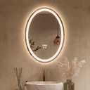 Keonjinn 24" x 36" Oval LED Bathroom Mirror with Frontlit and Backlit
