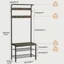 Hall Tree with Bench and Shoe Storage, 4-in-1 Entryway Organizer with 10 Hooks and Storage Shelf,Coat Rack Freestanding with 2-Tier Storage Shelf for Living Room, Bedroom Gray