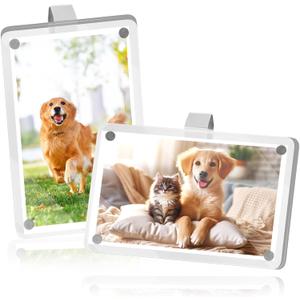 2Pack Acrylic Car Picture Frame,Powerful Magnetic Car Picture Holder with Visor Clips for Cars,Personalized Car Visor Picture Frame for Horizontal and Vertical Display of Photographs(4.75x2.78in/2PCS)