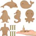 Qunclay 6 Sets Wooden Animal Dresser Knobs Decorative Nursery Wood Drawer Pulls with Screws Furniture Pulls Handles for Nursery Home Bedroom Kitchen Cabinets Hardware Cupboard (Sea Animal)