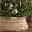 Knitted Christmas Tree Collar: Farmhouse Beige Cable Knit Styles Christmas Tree Collars for Artificial Trees, Rustic Handmade Tree Ring Tree Skirt for Merry Christmas Holiday Home Dcor Gifts
