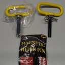 2 Packs Magnetic Hitch Pin, Lawn Mower Trailer Hitch Pins 1/2 Inch with Handle and Clip, Trailer Gate Pin for Mowers, Tractor Truck, Towing Cargo, ATV - Simple One Handed Hook On & Off (Yellow)