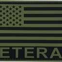 Veteran Flag Patch OD Green PVC 5x3 inches for Bags Backpacks Vests Clothing Jackets with Hook Fastener Back (Green, L5 x3)