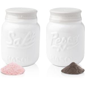 Comfify Mason Jar Salt & Pepper Shakers Aqua White Ceramic Rustic Shabby Chic Kitchen Decor