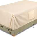 COSFLY Heavy-Duty Waterproof Patio Furniture Cover for Outdoor Table and Chairs Set - Fits 74L x 47W inch, 600D Oxford Fabric Ultimate Weatherproof Rectangular Cover with Adjustable Straps (Beige)