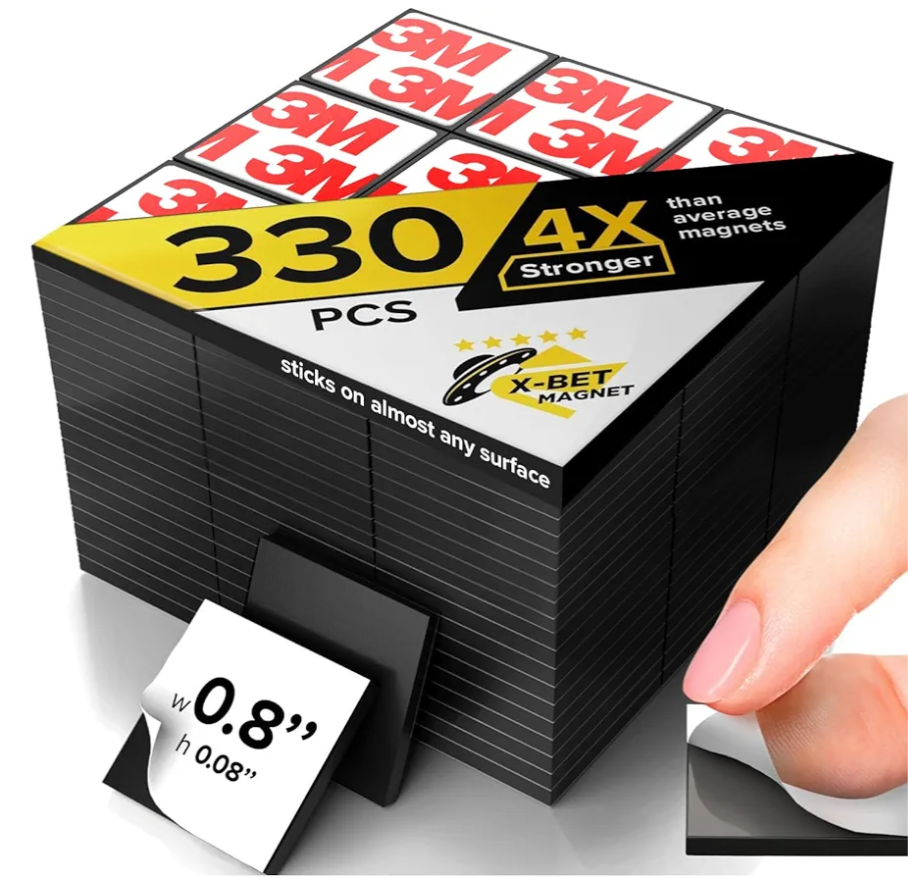 Hyper-Sticky Magnets with Adhesive Backing - 330pcs 0.8x0.08 Strong Magnetic Squares for Whiteboard Fridge - Easy-to-Cut Stickers for Planning and Organization - Teacher Must Have - Teacher Supplies