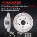 Rear Drilled and Slotted Brake Pads and Rotors Kit Ceramic Automotive Replacement Brake Kits 11.09 Inch Compatible for Honda Accord TSX 2008-2017 (10 Pcs)