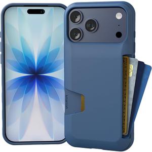 Smartish iPhone 17 Pro Max Wallet Case - Wallet Slayer Vol. 1 [Slim + Protective] Credit Card Holder - Drop Tested Flip Hidden Card Slot Cover for Apple iPhone 17 Pro Max - Blues on The Green