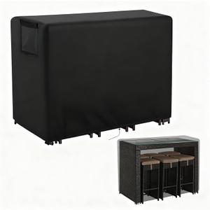 Outdoor Bar Height Dining Set Cover, Heavy Duty Waterproof Patio Bar Table and Chairs Cover for 60" Long Rectangular Bar Furniture Set - 60 x 30 x 42 inch (Black)  Outdoor Bar Height Dining Set Cover, Heavy Duty Waterproof Patio Bar Table and Chairs Cover for 60" Long Rectangular Bar Furniture Set - 60 x 30 x 42 inch (Black)
