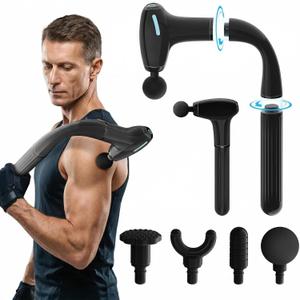 Massage Gun Deep Tissue with Extension Handle Professional Percussion 3-in-1 Detachable Back Massager for Pain Relief,Muscle Relief Massager for Shoulder Back Thigh Waist&Neck (Dark Black)