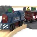 Battery Operated Train for Wooden Track, 3Pcs Motorized Train Toy for 3 4 5+Years Old Boy Girl Toddlers, Electric Trains Compatible with Thomas & Friends, Brio and Chuggington
