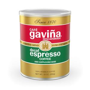 Caf Gavia Decaf Espresso Roast, Extra Fine Ground, 100% Arabica, Dark Roast, 10 oz Can, BBD: 11/24/27