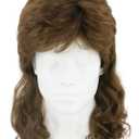 Men's Wigs 70s 80s Rock Wig Brown Wavy Mullet Wigs for Men Halloween Costume Theme Party Wig