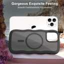 Hualele Magnetic for iPhone 15 Pro Case, Compatible with MagSafe, Military Grade Dropproof Translucent Matte Back Cute Curly Wave Edge Slim Phone Case 15 Pro, Black