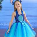 Halloween Tutu Costume Blue Dress with Headband, Size 7-8Y