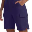 Women's Lightweight Hiking Shorts with Pockets Running Casual Cargo Shorts for Golf Travel Athletic Camping (Blue, XXL)