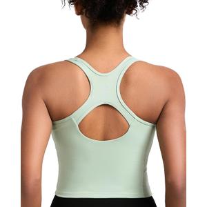 RUNNING GIRL High Impact Sports Bras for Women - Square Neck Longline Workout Crop Tops with Built in Shelf Yoga Bra(BX3071Pale Green,L) (Green, L)