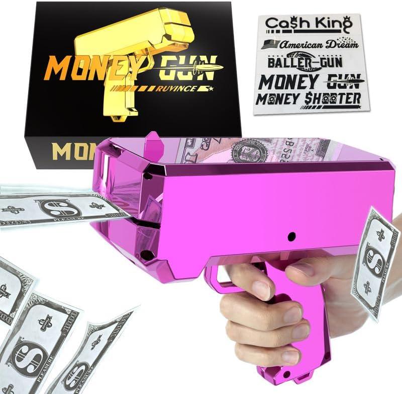 Money Gun Shooter  RUVINCE Money Gun for Movies That Look Real, Prop Gun Make it Rain, Handheld Cash Gun for Game Movies Party (Pink)