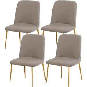 Gollense Curved Back Chair Covers for Dining Room, Mid Century Modern Chair Slipcovers, Semi Circle Back Chair Seat Protector for Kitchen Living Room (4PCS, T-Khaki)