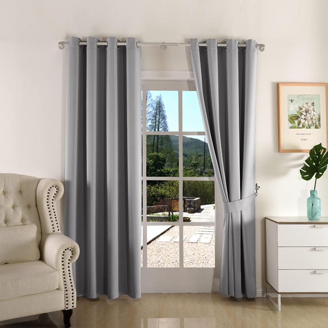 Blackout Curtain Rod, Wrap Around Design, Adjustable 1 Inch, Room Divider for Windows (Satin Nickel, 72-144")