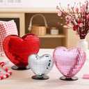 Amyhill 3 Pcs Valentines Day Disco Heart Table Decorations 6" 5" 4" Disco Mirror Heart Table Centerpiece Glitter Red Pink Silver Tabletop Decor for February 70s Wedding Anniversary Party Supplies