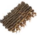 Brown Blonde Ombre Ocean Wave Crochet Hair 9 Inch Curly Braiding Ocean Wave Hair 7 Packs Deep Wave Short Wavy Crochet Braids Synthetic Hair Extensions for Women