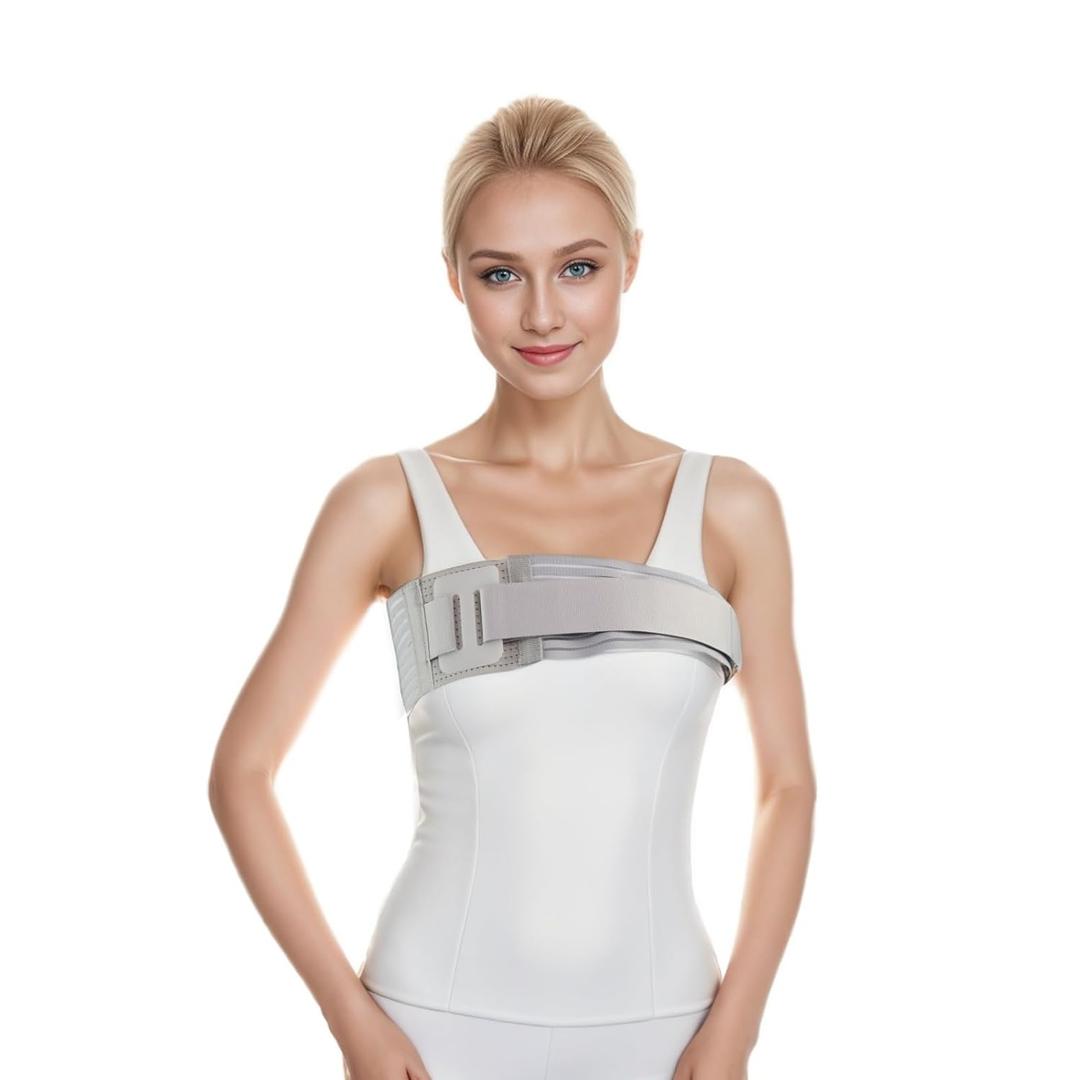 Rib Brace for Women,Breathable Men Rib Compression Wrap for Cracked Ribs and Broken Rib,Chest Binder and Rib Protector (Medium)