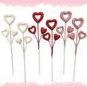 6 Pcs Glitter Heart Picks Valentine's Day Puffy Foam Hearts Floral Sparkly Sticks for Valentine Wedding Arrangements Party Vase Floral Bouquet Crafts Table Centerpiece Decorations