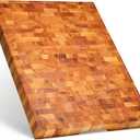 SHUMARU Mahogany End-Grain Butcher Block Cutting Board 24182  Handmade in Bali, Knife-Friendly, Juice Groove, Non-Slip Feet & Ergonomic Handles  Luxury Gift for Chefs & Home Cooks