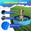 COMMOUDS Foldable Dog Pool, Collapsible Hard Plastic Dog Kiddie Swimming Pool, Portable Pet Bath Tub Wading Pools for Kids and Puppy Small Medium Large Dogs (79inch.D x 16inch.H)