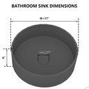 17in Bathroom Concrete Round Vessel Sink with Drainer in Black Earth / Mottled Bluish Grey / Taupe Clay