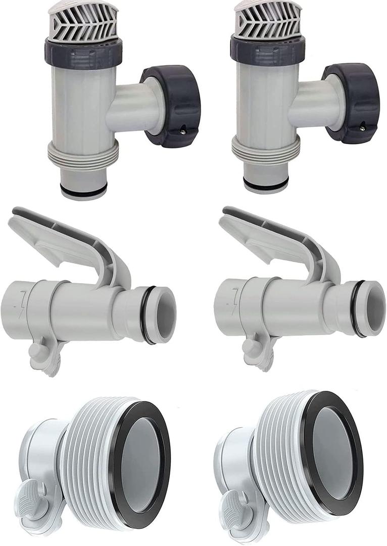 1.25 "to 1.5" Model B Hose Adapter with Hose Bracket and Plunger Valve Replacement for Above Ground Pool Setup and Pool Sand Filter Pump (2)