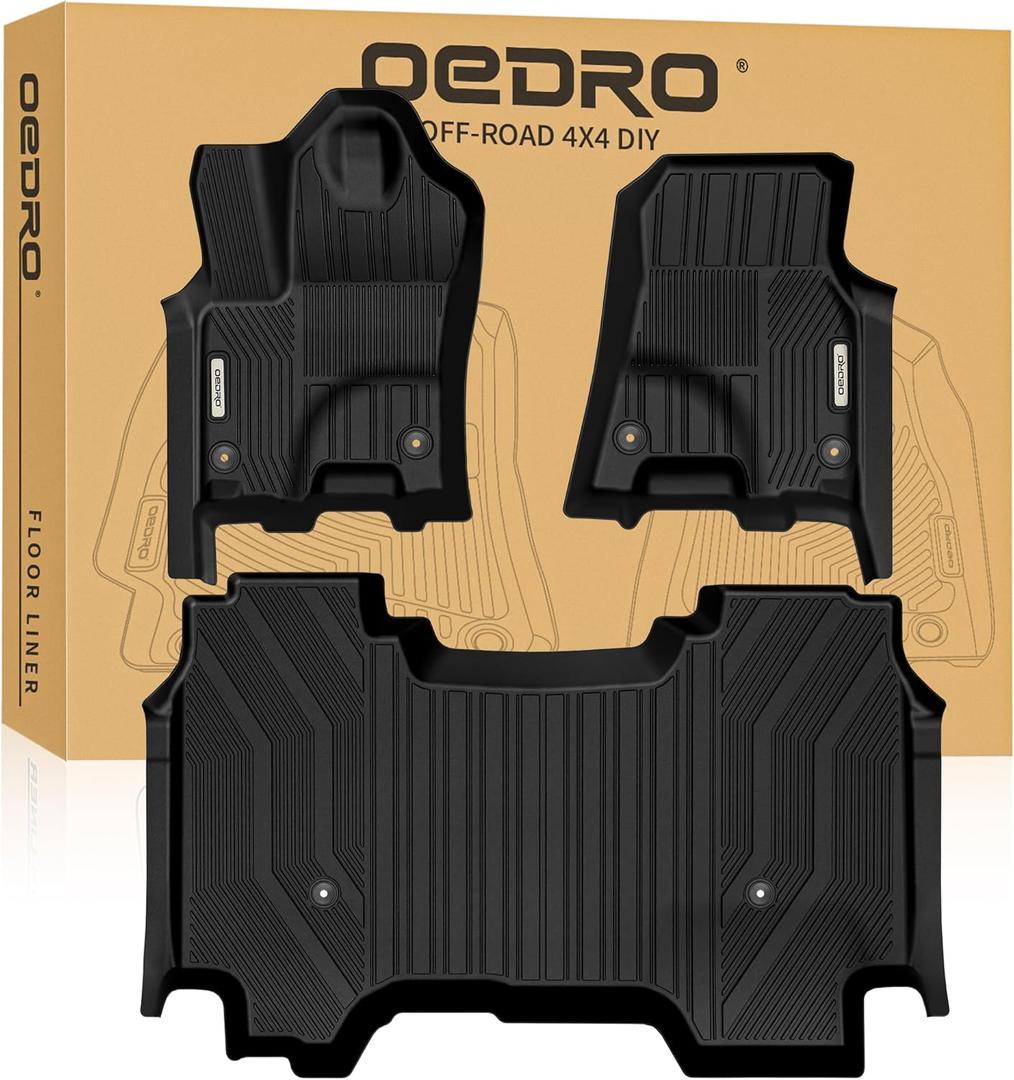 OEDRO Floor Mats Fit for RAM 1500 Crew Cab 2025 2026 Without Rear Seat Storage, TPE Custom Fit All Weather Anti-Slip Floor Liners for RAM 1500 Crew Cab Accessories, 1st and 2nd Row, Black