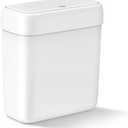 Small Bathroom Trash Can with Lid, 2.6 Gallons / 10 L Slim Plastic Garbage Bin with Pop-Up Lid, Mini Waste Basket Can Dog Proof for Kitchen, Bedroom, Office, Laundry, Toilet, Rv, White
