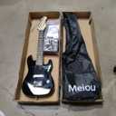 30in Size Beginner Electric Guitar Starter Kit w/Case, Strap, 20W Amp, Strings, Pick, Tremolo Bar (Black Guitar)