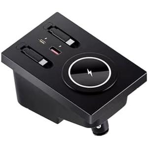 USB Hub Wireless Charger for Volvo xc60 xc90 s90 v90 s60 v60, Retractable Hub Docking Station with Fast Charging Cable Multi Port, Accessories Docking Station of Center Console (tuozhanwu-A)