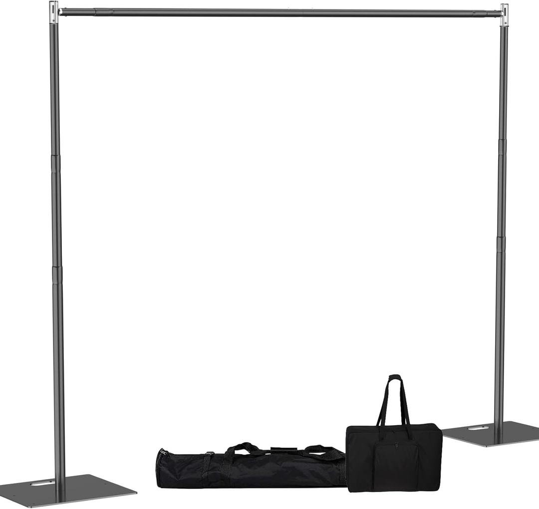 10x10 ft Pipe and Drape Backdrop Stand Kit Heavy Duty Backdrop Stand Adjustable Photo Background with Metal Base for Parties Wedding Video Studio Birthday Background Stand
