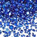 Chuangdi 500 Pcs Sew on Rhinestone Glass Crystals Acrylic Gems with 2 Holes Mix Shape Mix Size Flatback for DIY Jewelry Crafts Clothes Shoes Bag Costume Sewing Beads Decorations(Dark Blue)