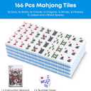 American Mahjong Tile Set, 166 Pcs 1.2" Mahjong Tiles with 3 Dices 1 Instruction, Mahjong Game Set for Adult Family & Friends Gatherings, Mahjong Lovers, Beginners (Blue), 1.2" x 0.9" x 0.5"