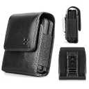 Case for Moto Razr+ / Galaxy Z Flip 5 4 3 Phone Case Leather Vertical Pouch [Belt Loop, Metal Clip, Magnetic Closure] for Samsung Z Flip 5 5G, Z Flip3 - Black