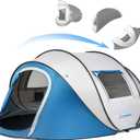 EchoSmile Pop Up Camping Tent, 4 Person Easy Setup Tent, Water Resistant Dome, Portable with Carry Bag, Blue & Gray