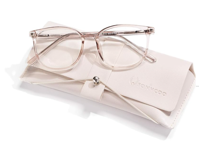 FONHCOO Blue Light Blocking Glasses Fashion Round TR90 Frame Transparent Eyewear Anti UV Computer Glasses for Women Men
