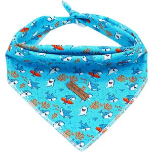 Dog Bandana, Shark Print Boy Bandana Pet Kerchief 1PC Washable Cotton Square Dog Scarfs for Small Medium Large Dogs