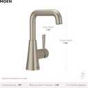 Moen Ronan Bronzed Gold Double Bend Single Hole Modern Bathroom Sink Faucet with Optional Deckplate and Spring Loaded Drain Assembly, 84024BZG