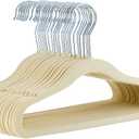 Amazon Basics Kids Velvet, Non-Slip Clothes Hangers (Baby/Toddler), 11.6 inches (for Baby Clothes), Pack of 16, Beige